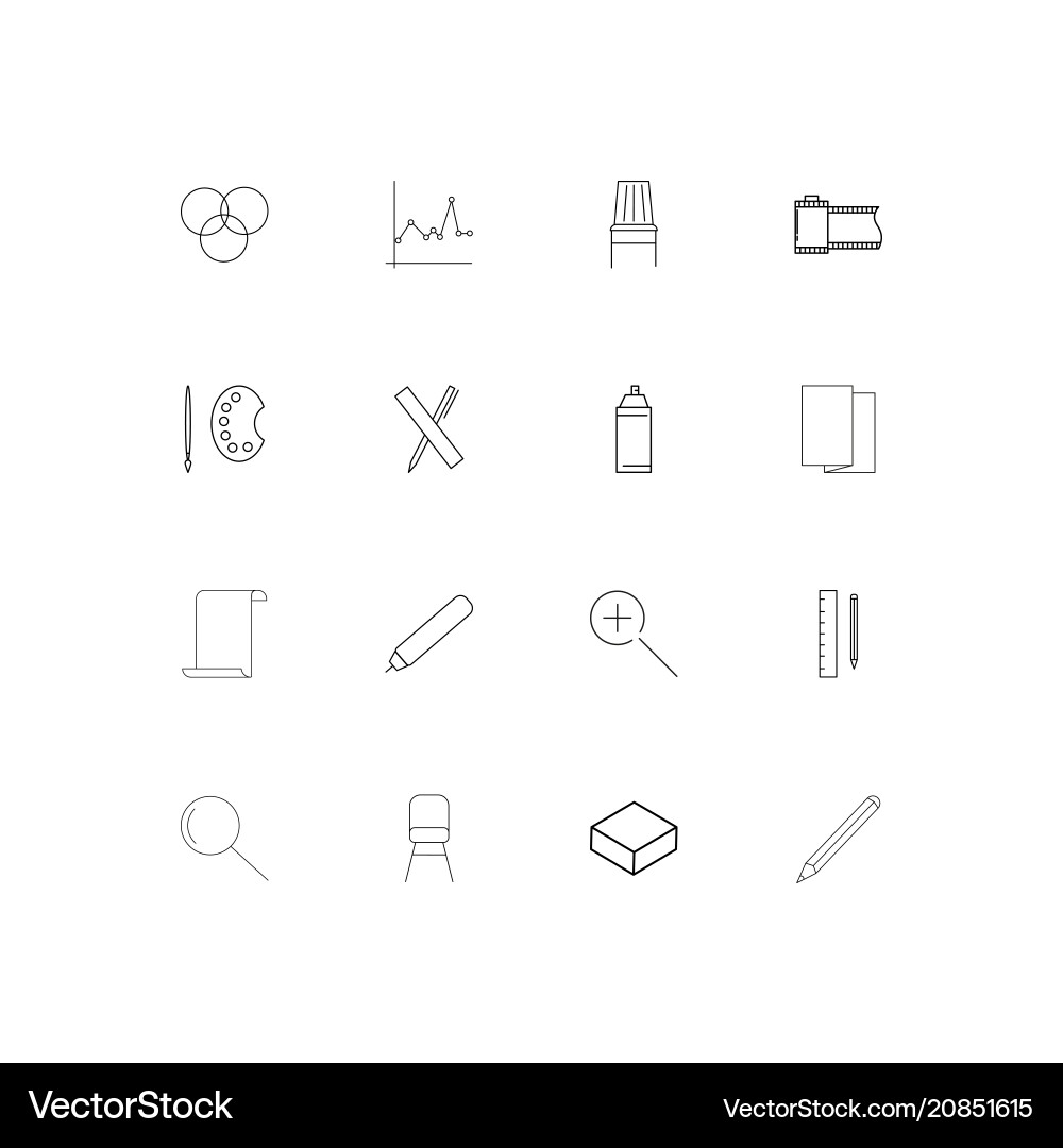 Creative process and design linear thin icons set vector image