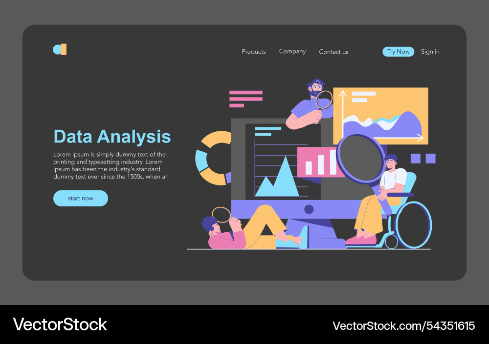 Data science flat Data science flat vector image