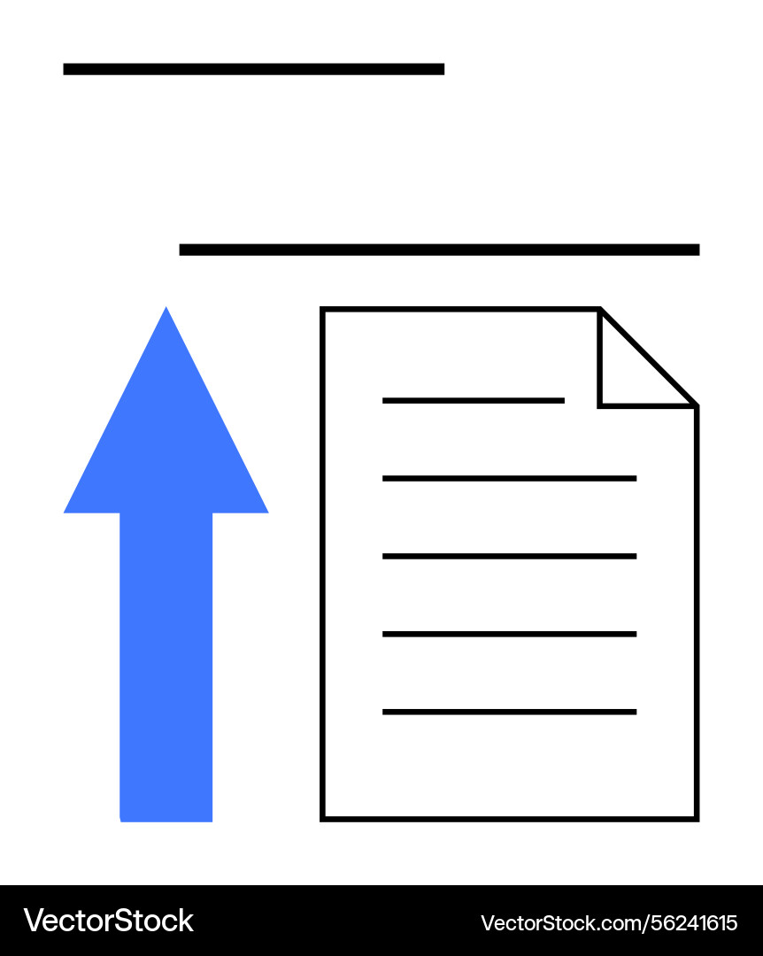 Document upload symbol with blue arrow pointing Document upload symbol with blue arrow pointing vector image