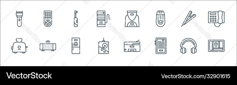 Electronics line icons linear set quality Electronics line icons linear set quality vector image