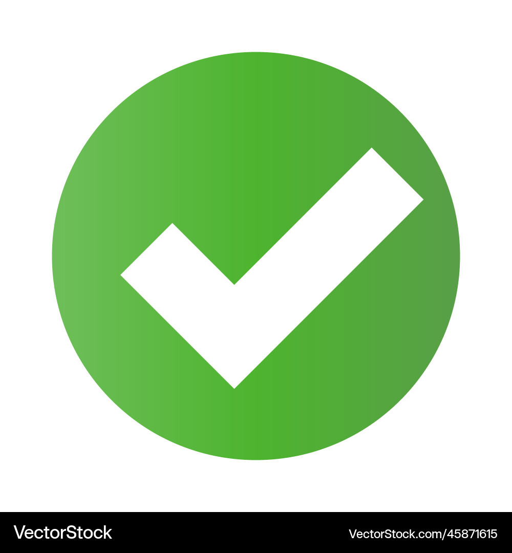 Green gradient checkbox icon of authentication Green gradient checkbox icon of authentication vector image