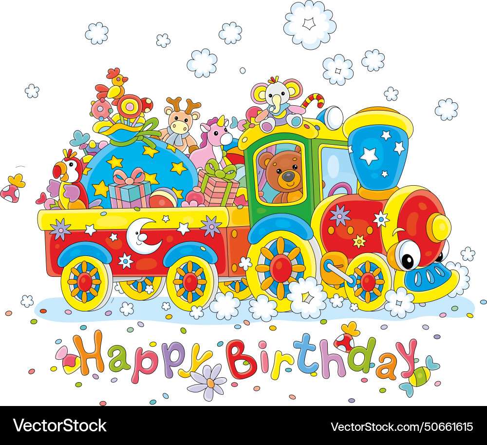 Happy Birthday Card mit einem süßen Babyzug Happy Birthday Card mit einem süßen Babyzug vektorbild