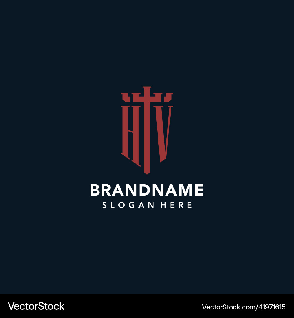 Hv initial monogram logos with sword and shield Vector Image