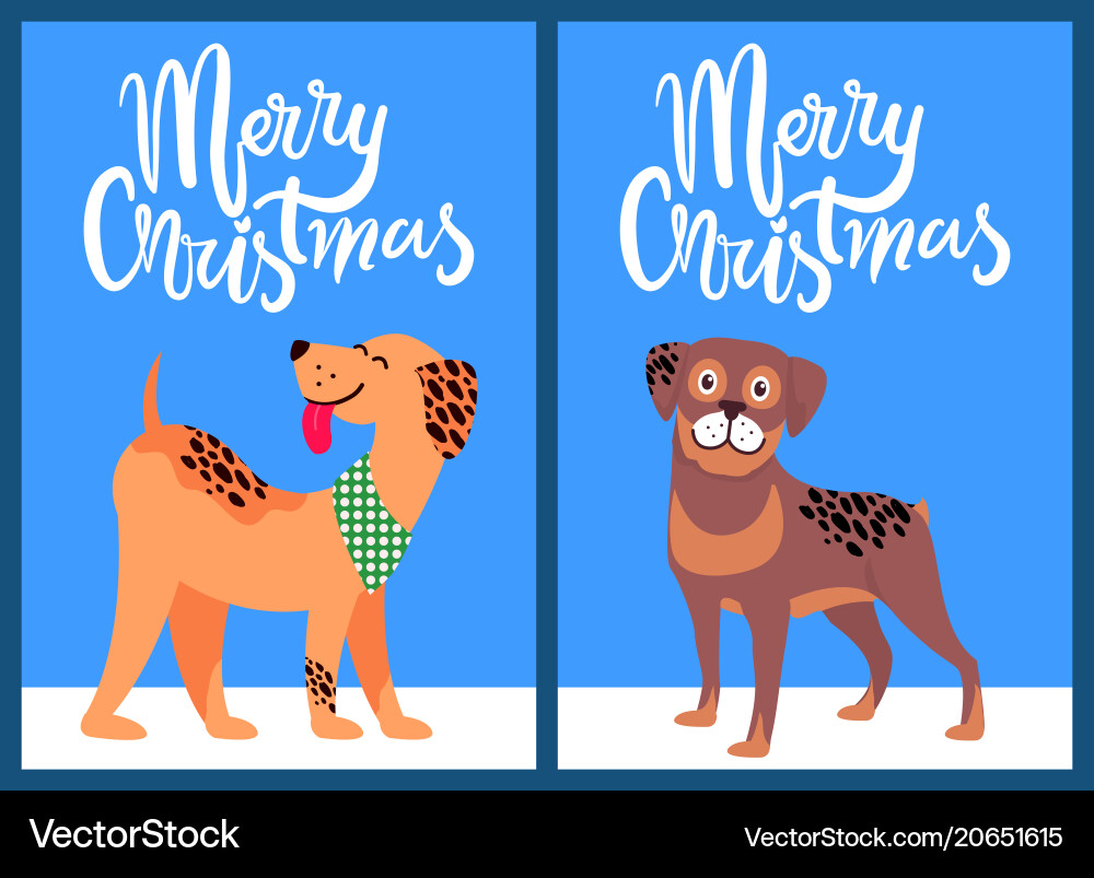 Merry christmas congratulation from happy pets Merry christmas congratulation from happy pets vector image