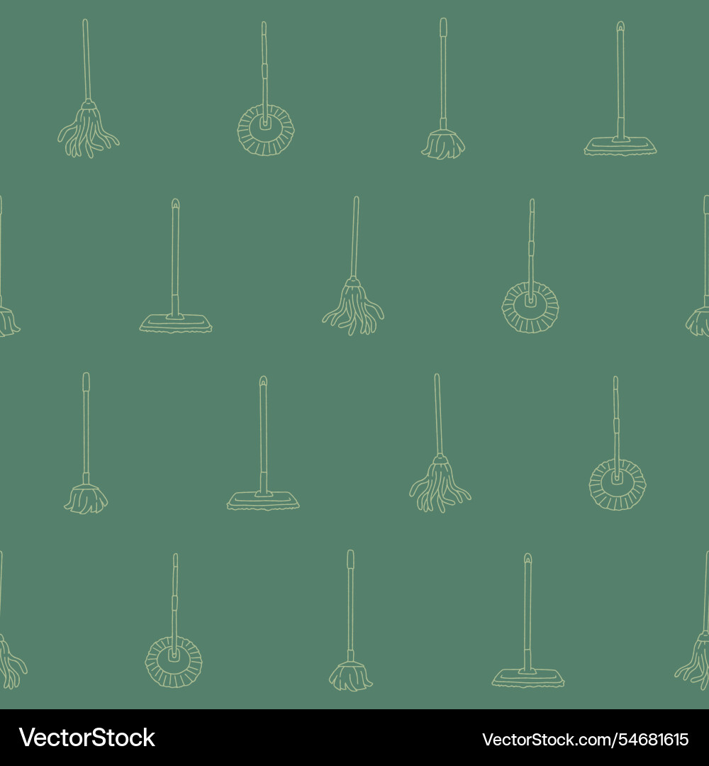 Outline collection of mop seamless pattern design Outline collection of mop seamless pattern design Vector Image