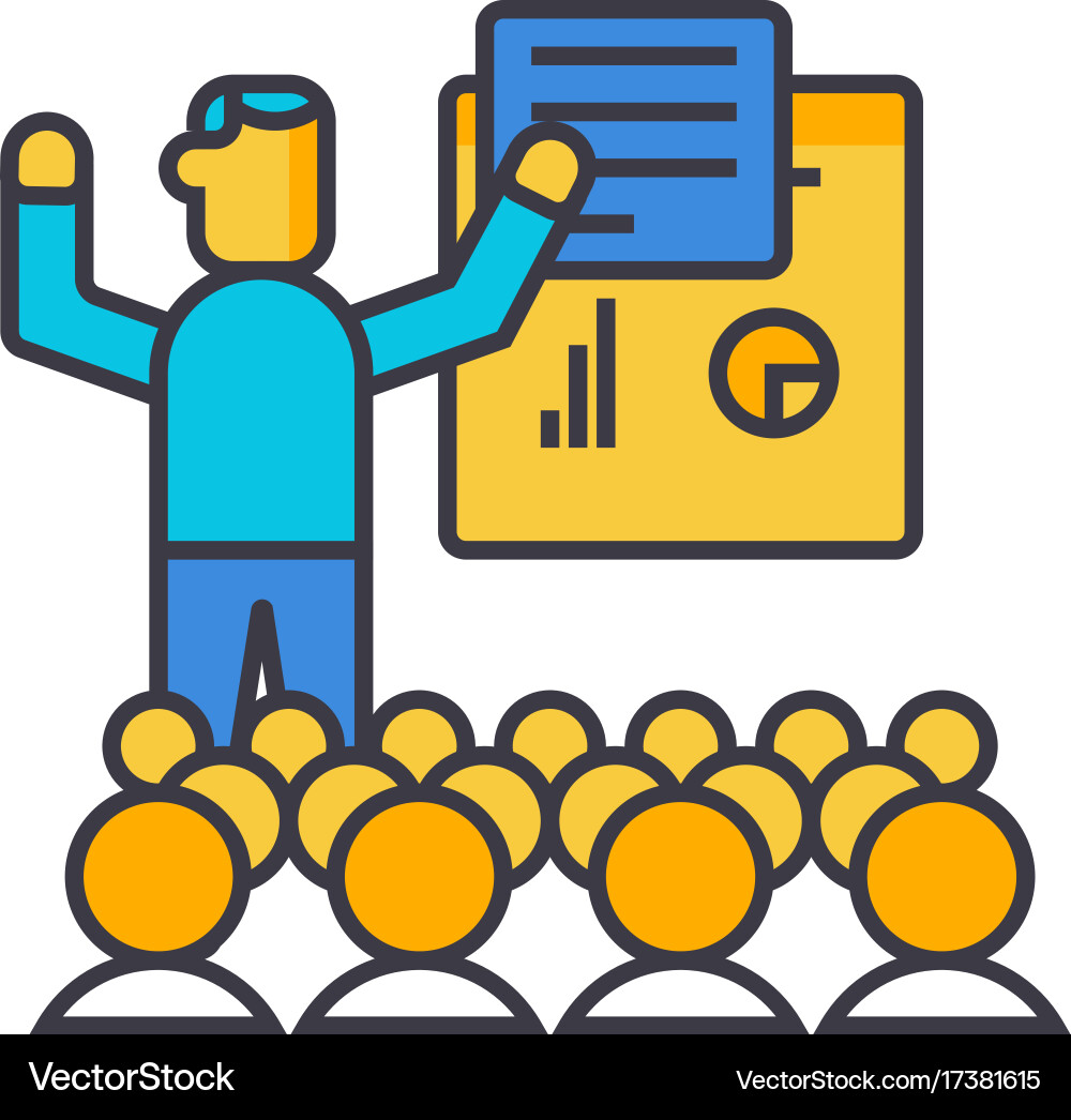Presentation meeting lecture flat line vector image