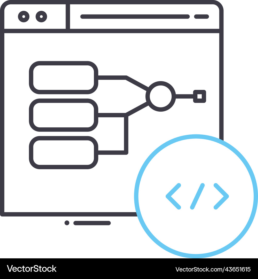 Program algorithm line icon outline symbol Program algorithm line icon outline symbol vector image