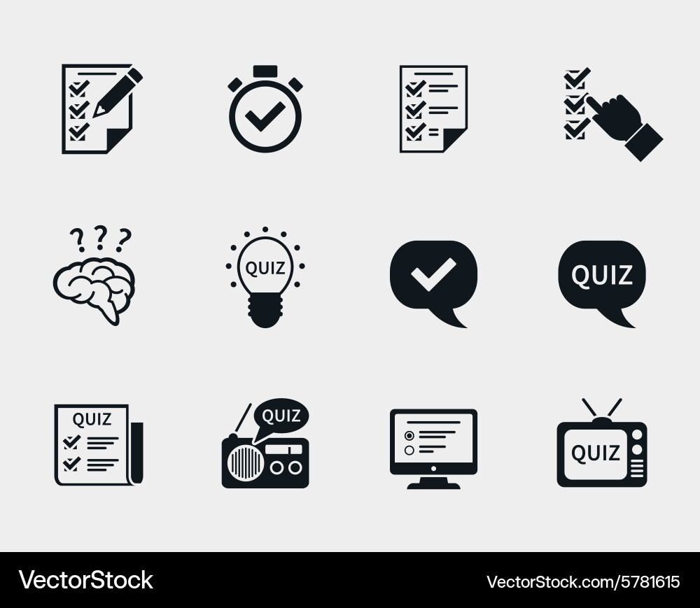Quiz Icon Set - Questions & Answers vector image