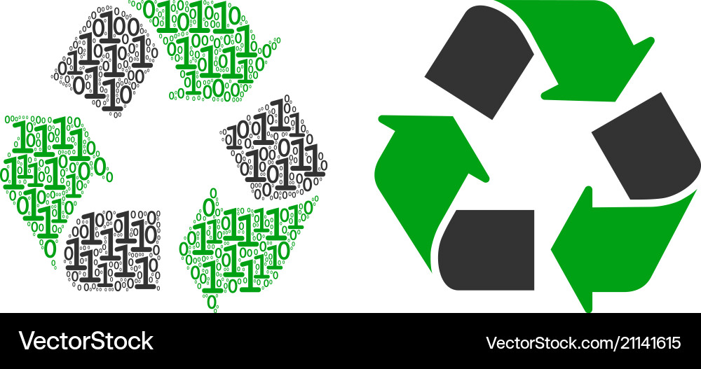 Recycle arrows collage of binary digits Recycle arrows collage of binary digits vector image