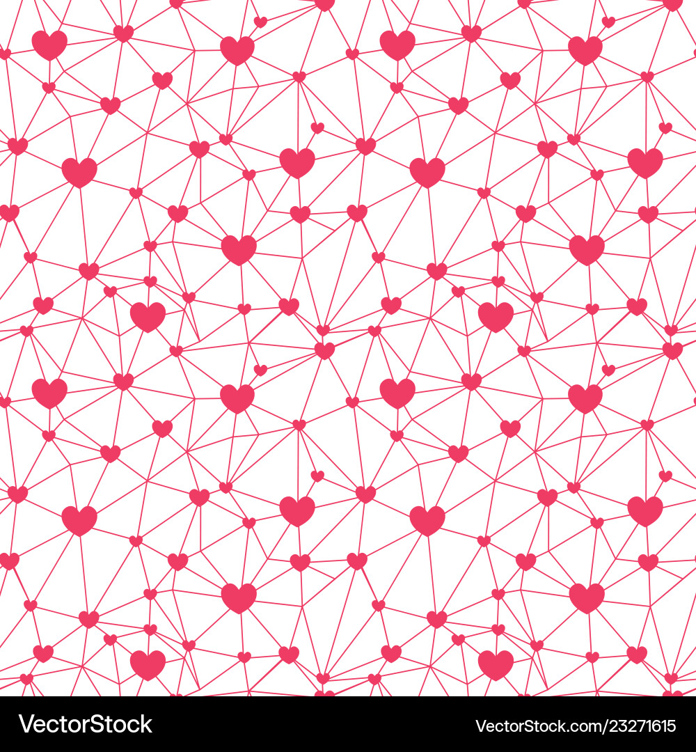 Red network of hearts seamless repeat pattern Red network of hearts seamless repeat pattern vector image