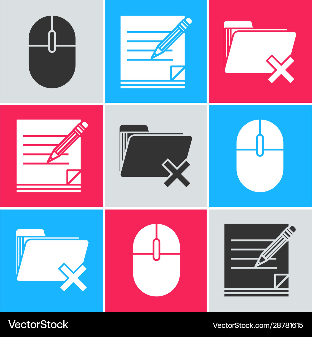 Set computer mouse blank notebook and pencil Set computer mouse blank notebook and pencil vector image