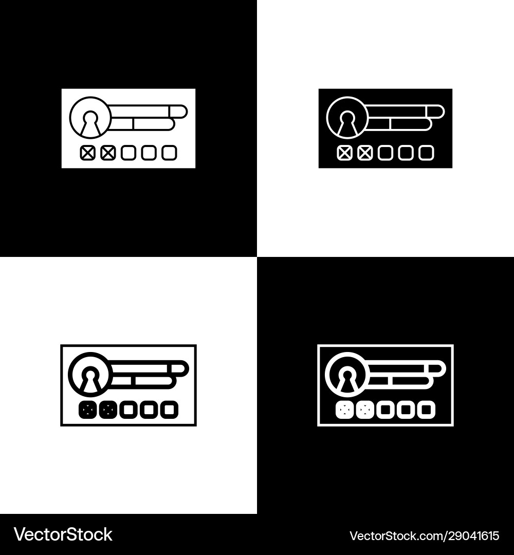 Set create account screen icon isolated on black Vector Image