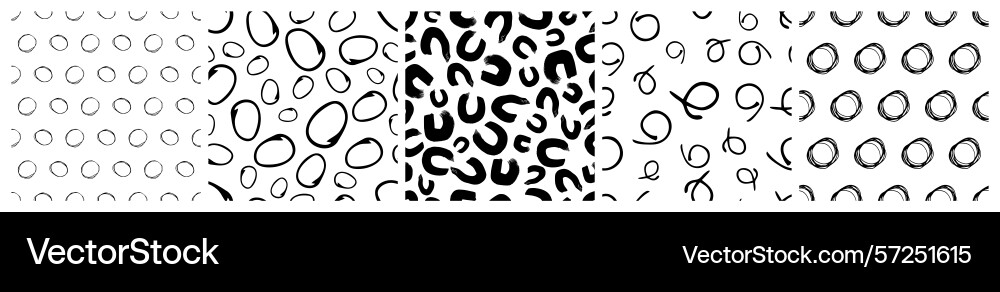 Set of seamless patterns with scribble smears Set of seamless patterns with scribble smears vector image