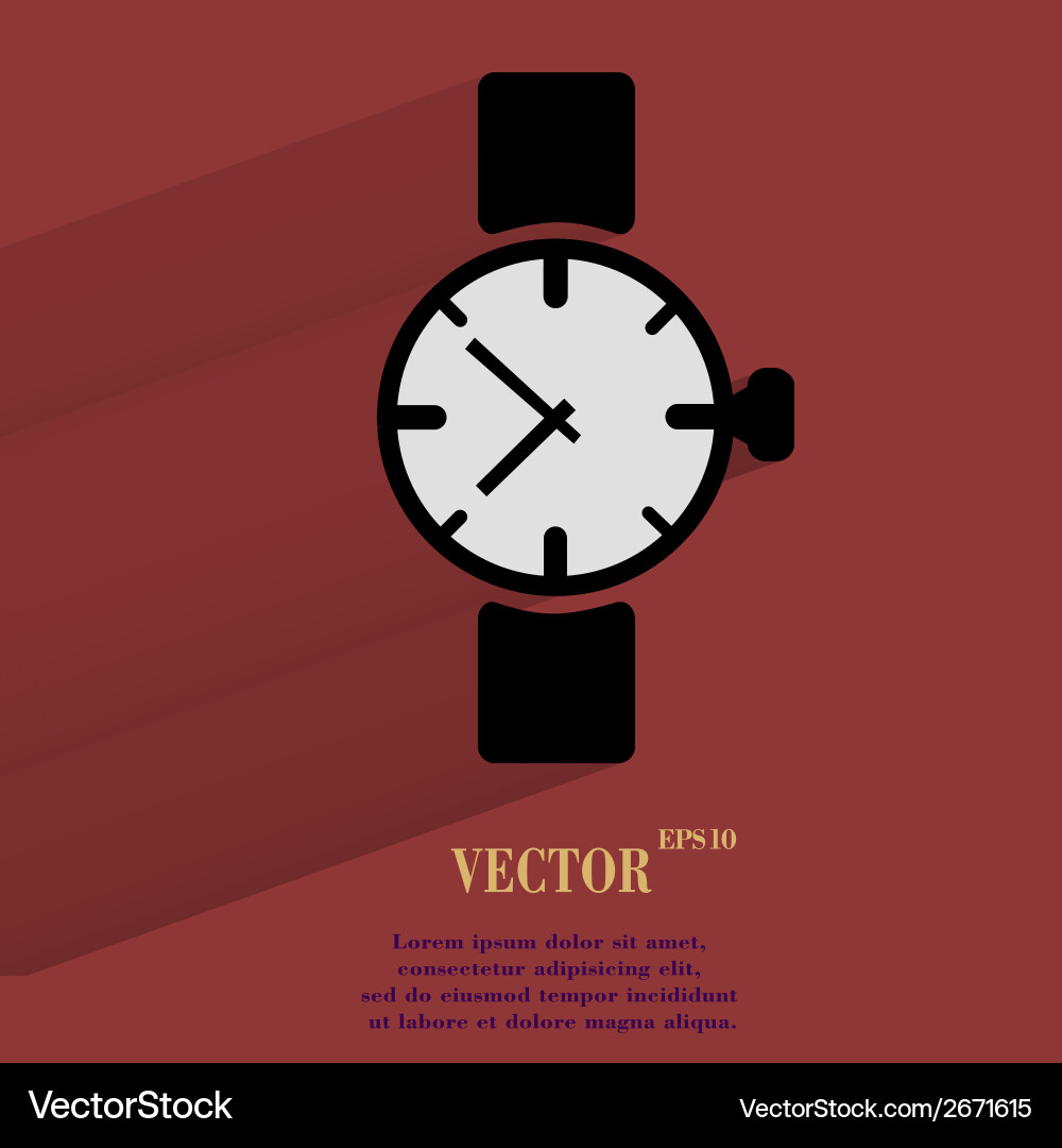 Watchclock flat modern web button with long shadow vector image
