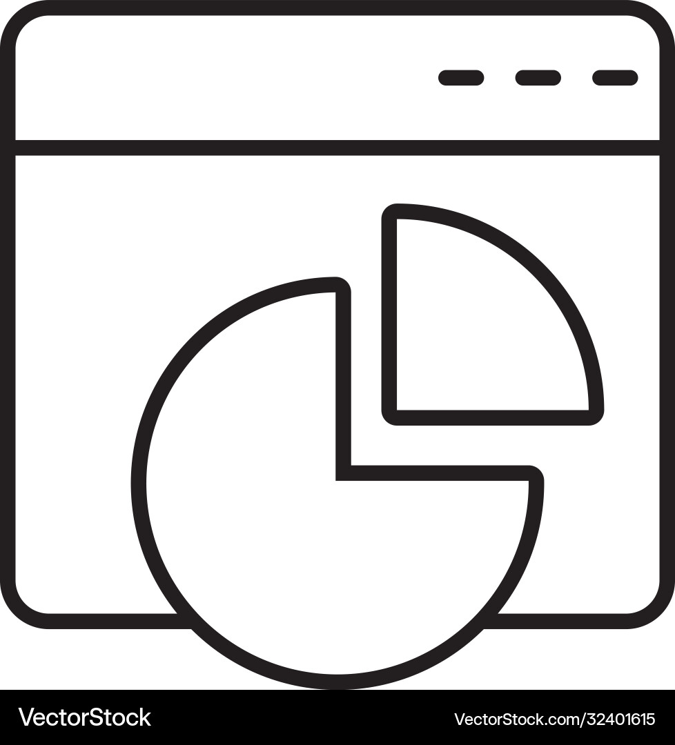 Web window with graphic pie chart line style vector image