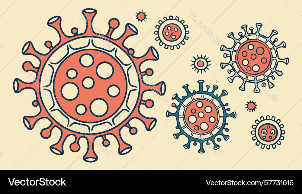 Abstract virus cells with hexagonal structures Vector Image