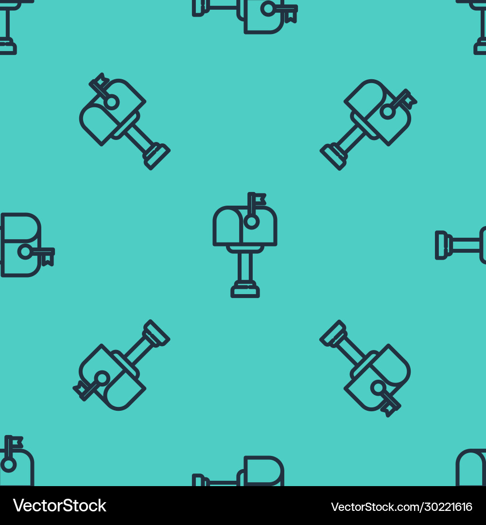 Black line mail box icon isolated seamless pattern Black line mail box icon isolated seamless pattern vector image