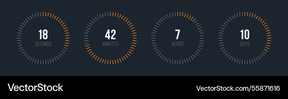 Circle countdown timer display time counter Circle countdown timer display time counter vector image