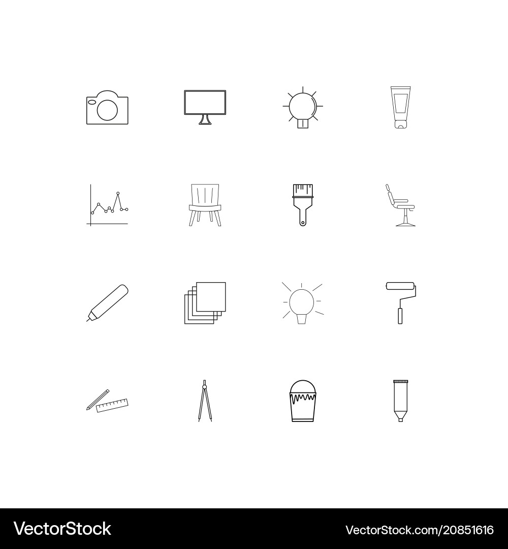 Creative process and design linear thin icons set Vector Image