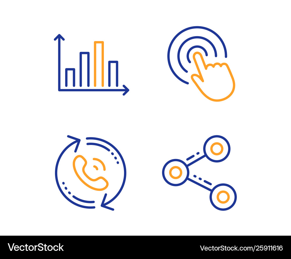 Diagram graph call center and click icons set Vector Image
