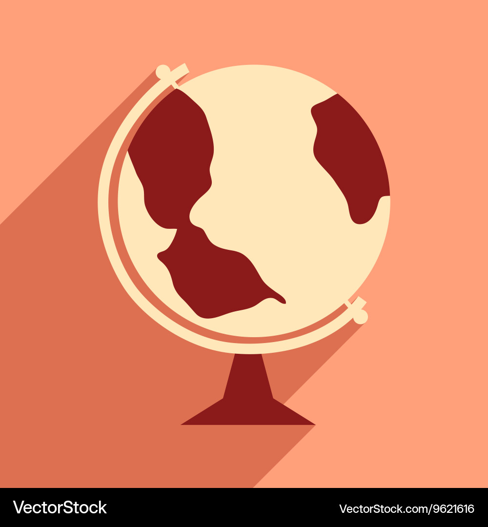 Flat with shadow icon and mobile application globe vector image