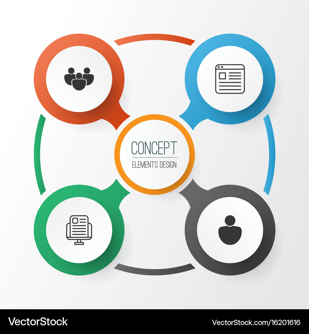 Internet icons set collection of website page vector image