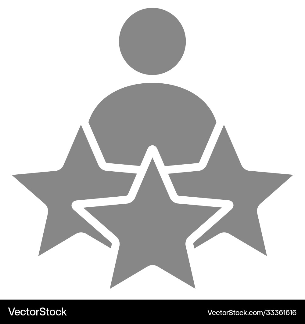 Man and three stars rating gray icon user Man and three stars rating gray icon user vector image