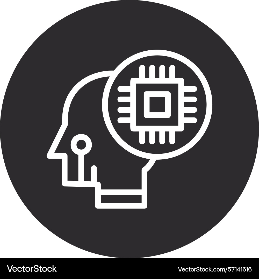 Neural interface inverted circle black Vector Image