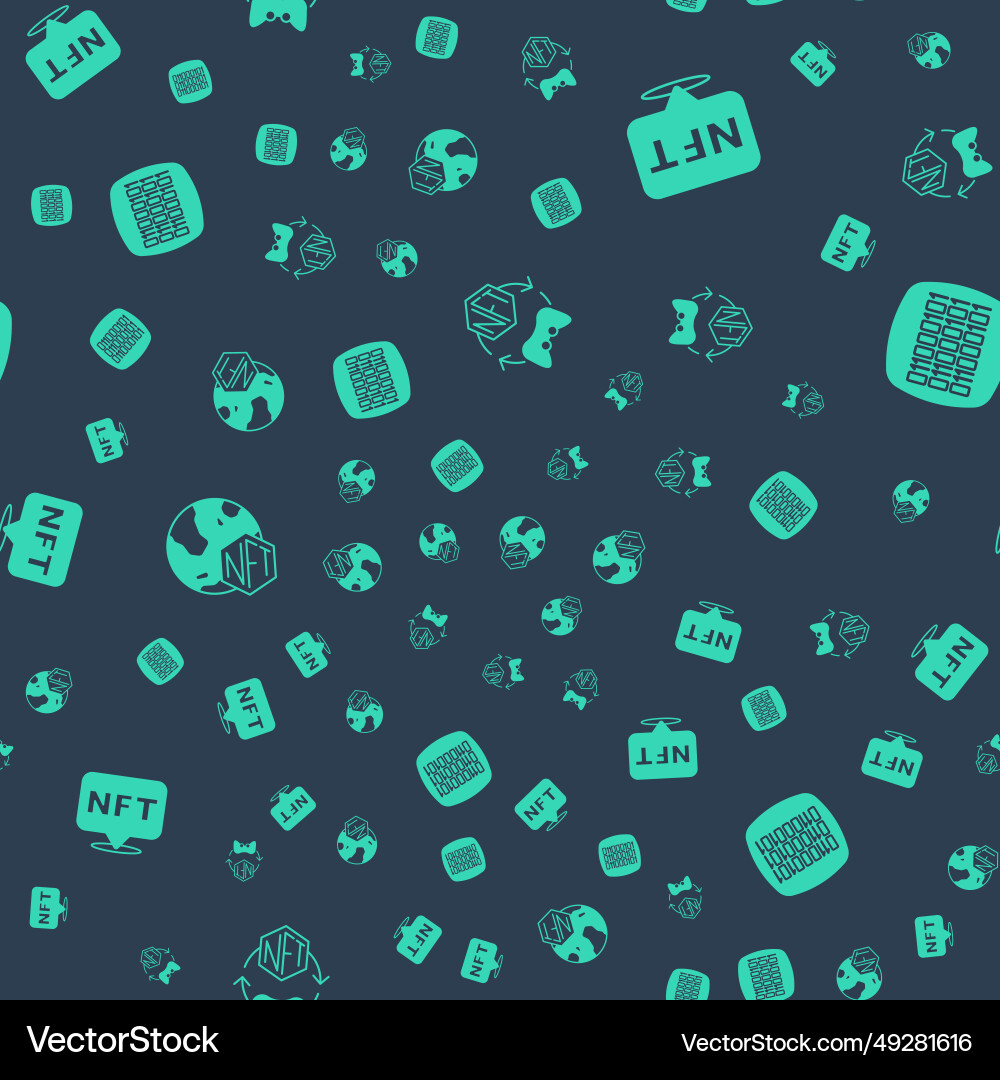 Set nft digital crypto art and binary code Set nft digital crypto art and binary code Vector Image