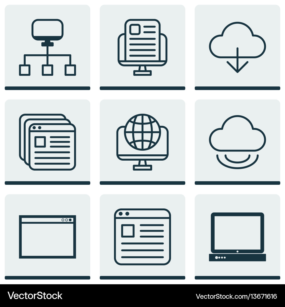Set of 9 online connection icons includes website Set of 9 online connection icons includes website vector image