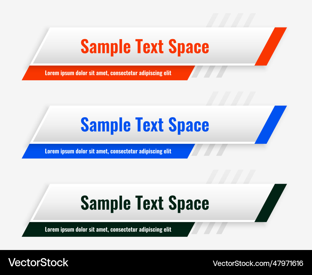Set of three lower third headline header template Vector Image