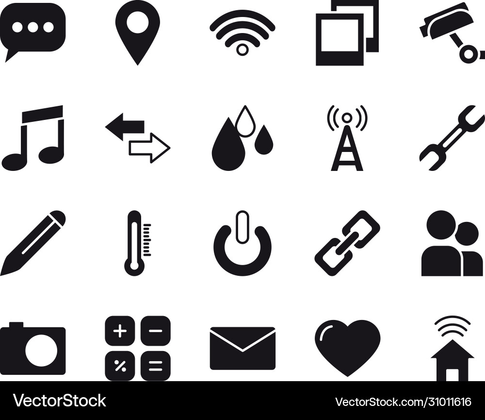 Speech bubble and smartphone app buttons icon set Vector Image