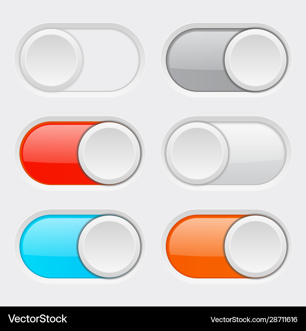 Toggle switch colored web buttons Vector Image