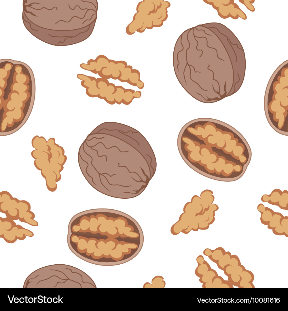 Walnut seamless pattern in flat design Vector Image