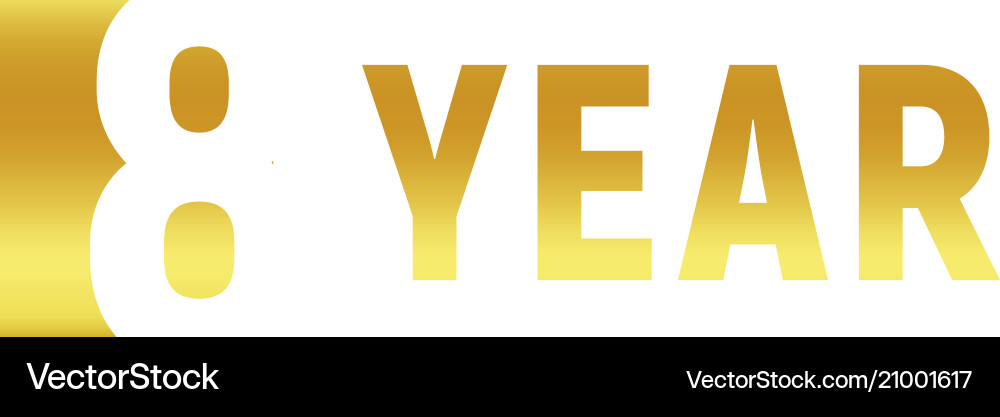 8 Jahre Geburtstag gold logo auf weiß 8 Jahre Geburtstag gold logo auf weiß vektorbild