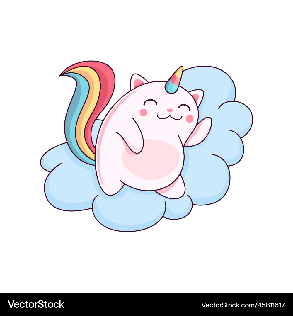 Cartoon cute capricorn character sleeping on cloud Cartoon cute capricorn character sleeping on cloud vector image