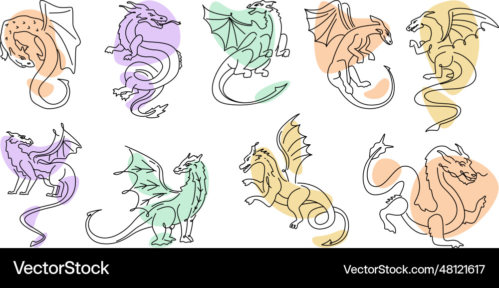 Chinese dragon hand drawn animal fire breathing Chinese dragon hand drawn animal fire breathing vector image