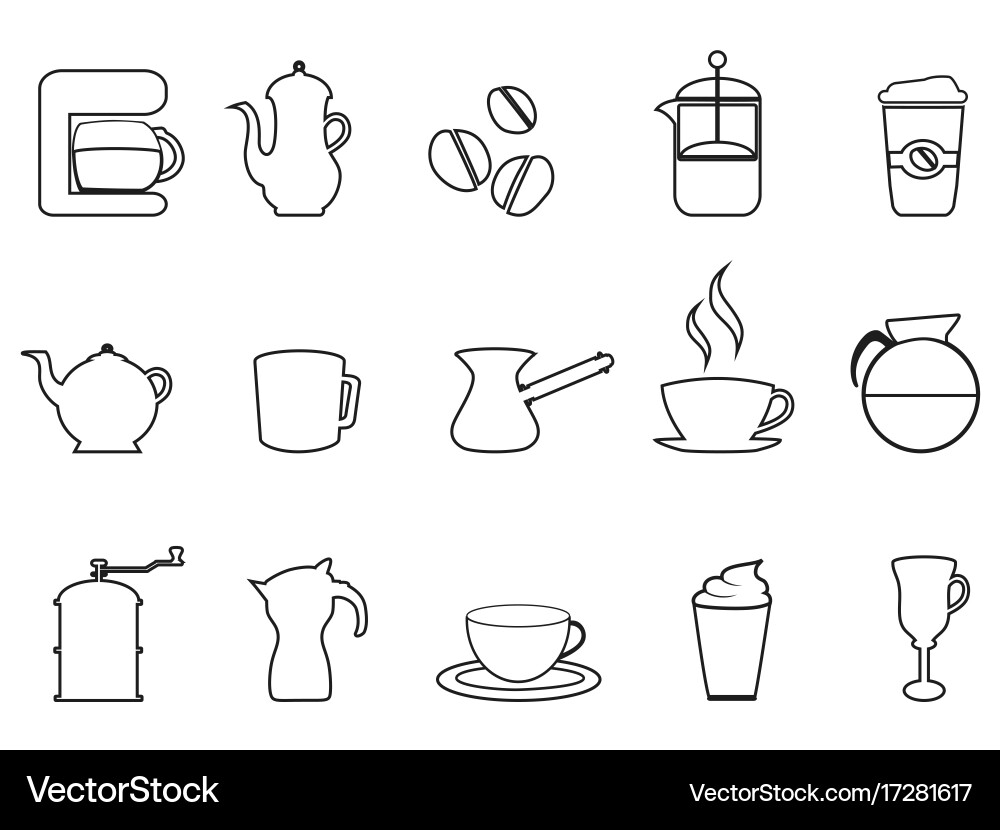 Coffee Icon Set - Linear Style vector image