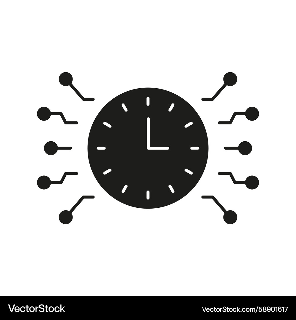 Digital Clock with Circuit Connections Vector Image