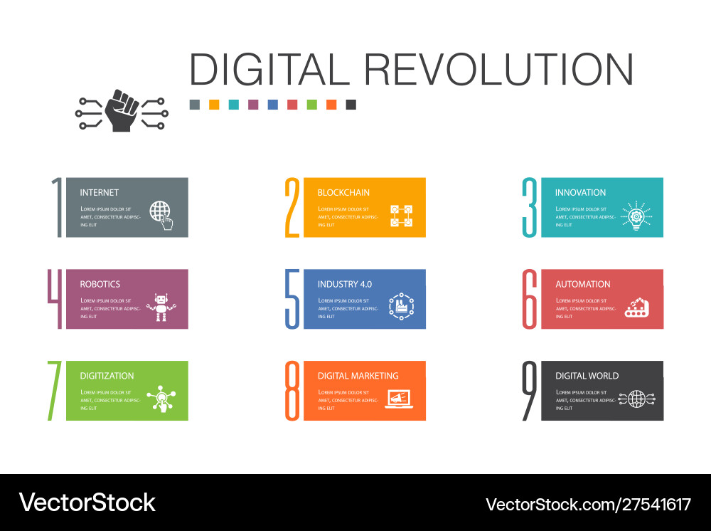 Digital Transformation Icons - Line Style vector image