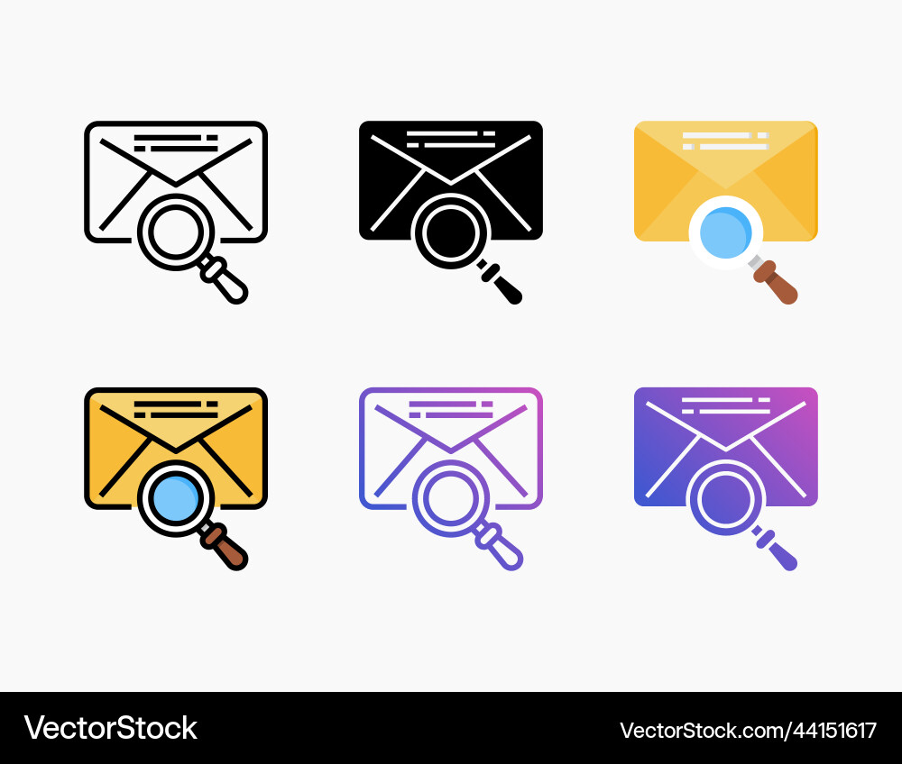 Find mail icon set with different styles Find mail icon set with different styles vector image