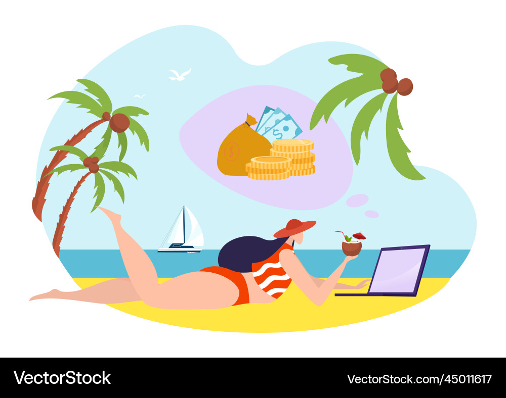Freelancer with laptop concept Freelancer with laptop concept vector image