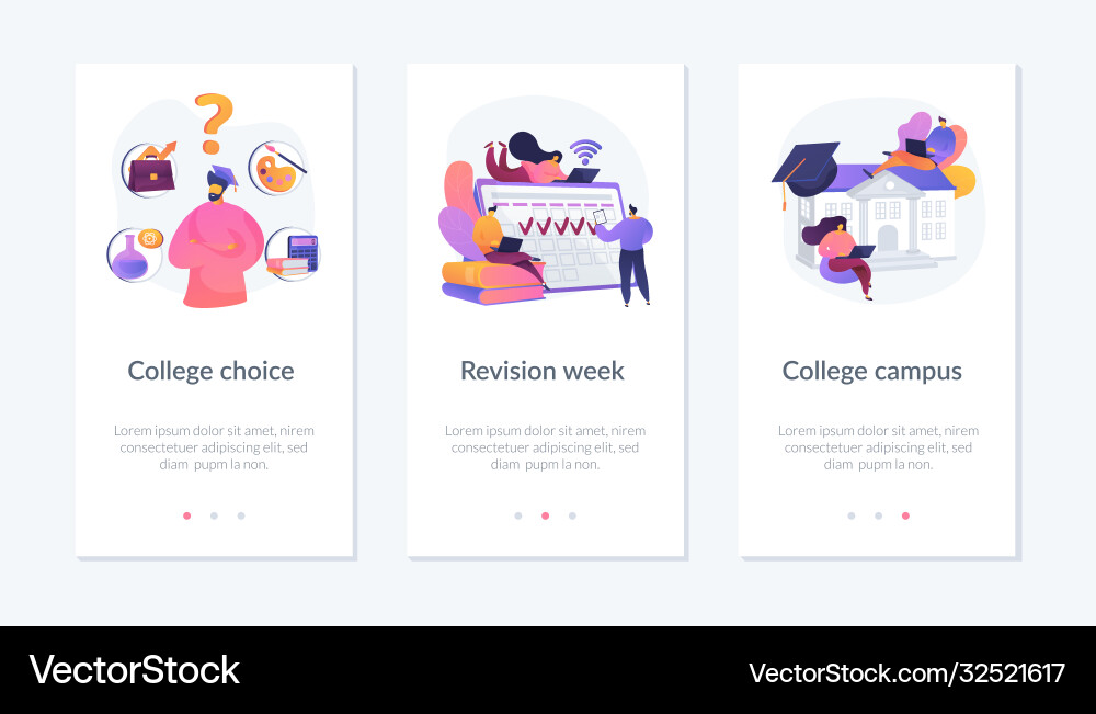 On-campus learning app interface template On-campus learning app interface template vector image