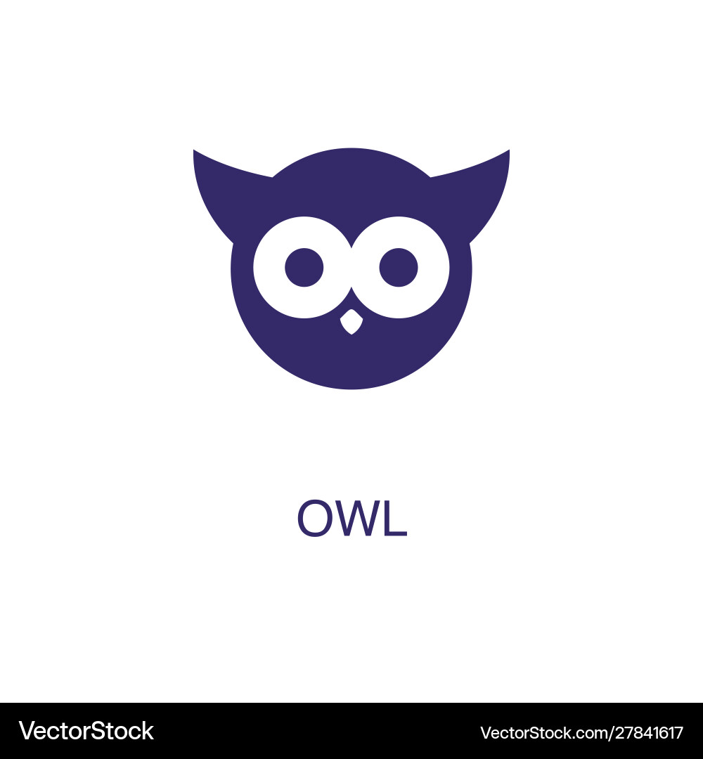 Owl element in flat simple style on white Vector Image