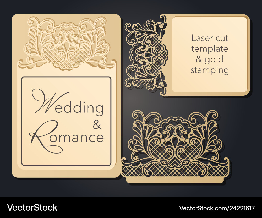 Patterned pattern for laser cutting openwork Vector Image