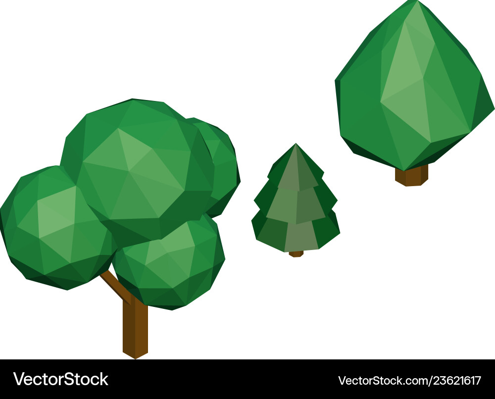 Polygonal trees isometric tree set vector image