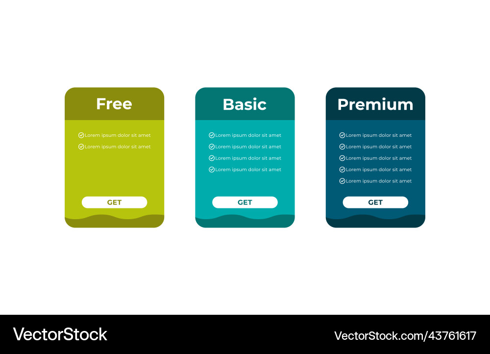 Pricing table for websites and applications vector image
