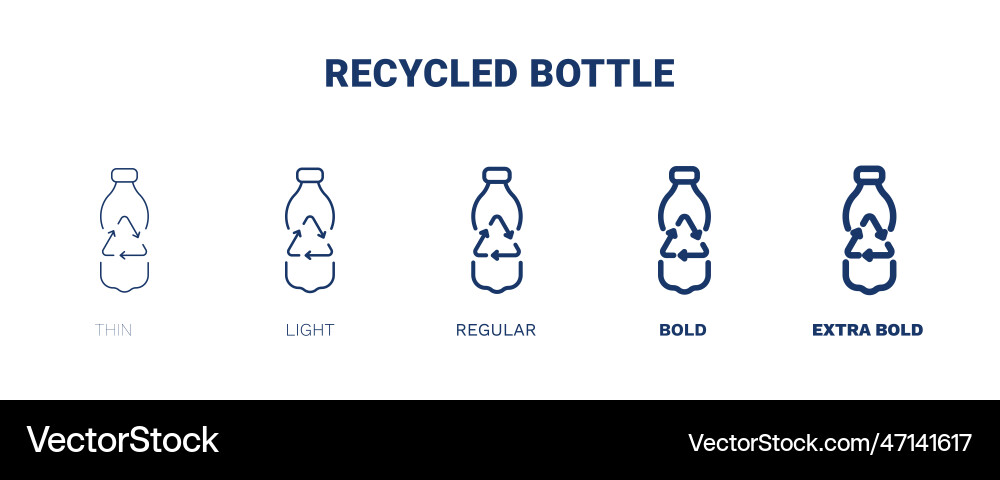 Recyceltes Flaschensymbol dünnes Licht regelmäßig fett Recyceltes Flaschensymbol dünnes Licht regelmäßig fett vektorbild