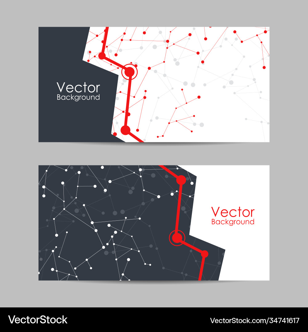 Set banners with connected lines and dots Set banners with connected lines and dots Vector Image