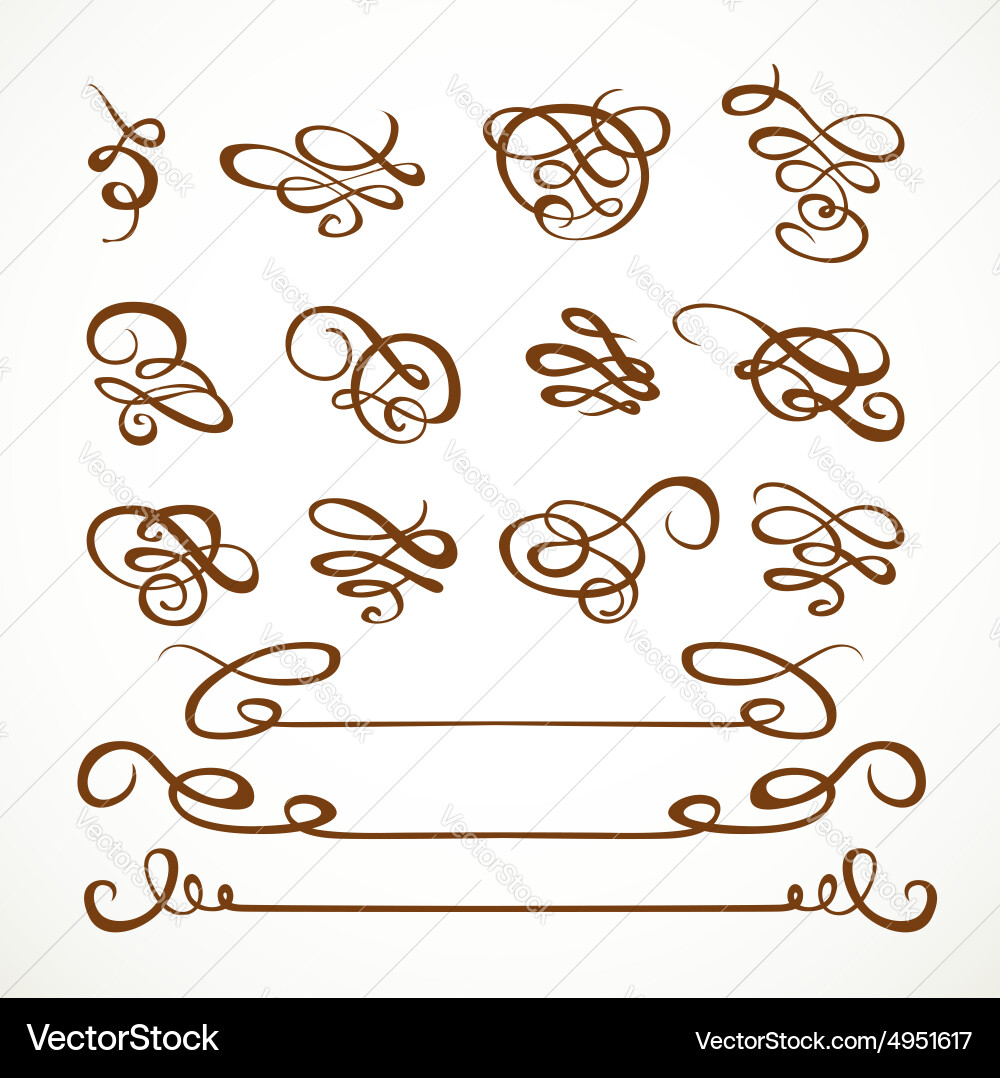 Set calligraphic symmetrical and asymmetrical Vector Image